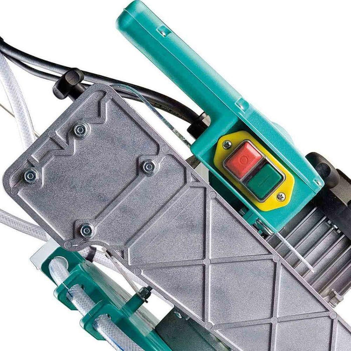 Bridge Saws rail can be tilted to achieve a 45 degree cut