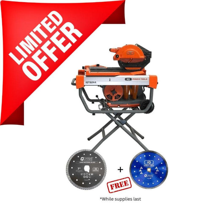 IQTS244 Cyclone 10" Dustless/Dry Cut Tile Saw with Additional 2 Blade Package