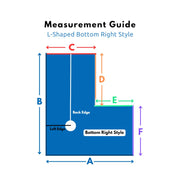 Rodkat L Shaped Shower Pan measurements based on bottom Right Style