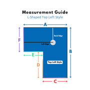 Rodkat L Shaped Shower Pan measurements based on Top Left Style