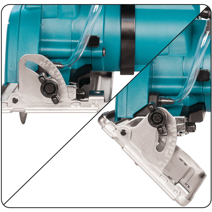 Makita Cordless CC02R1 tile/glass saw features a Adjustable cutting depth up to 1" at 90° and 5/8" at 45°