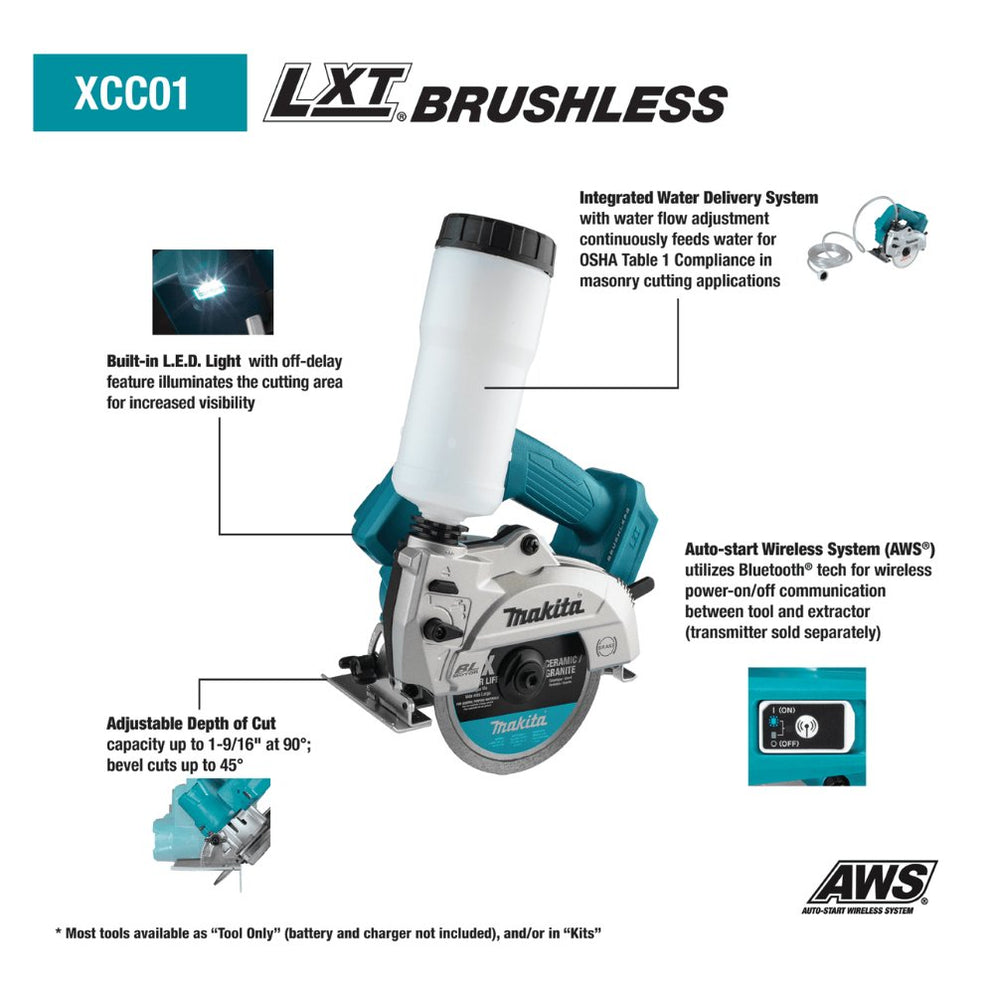 Makita XCC01Z HighEfficiency Brushless 5" Masonry Saw — TileTools