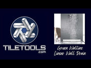 Video demonstration of Gruen WallLine linear shower drain with sleek modern design and customizable cut-to-fit installation