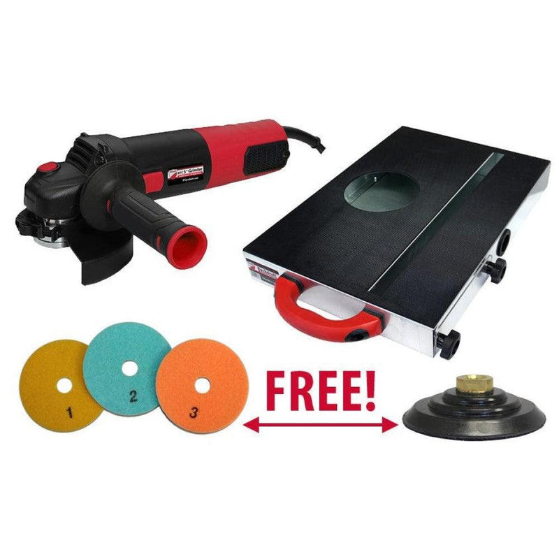 Backdraft Dust Reduction System for Clean and Efficient Polishing. Comes with free 3-Step polishing pads with hook and loop backer pad.