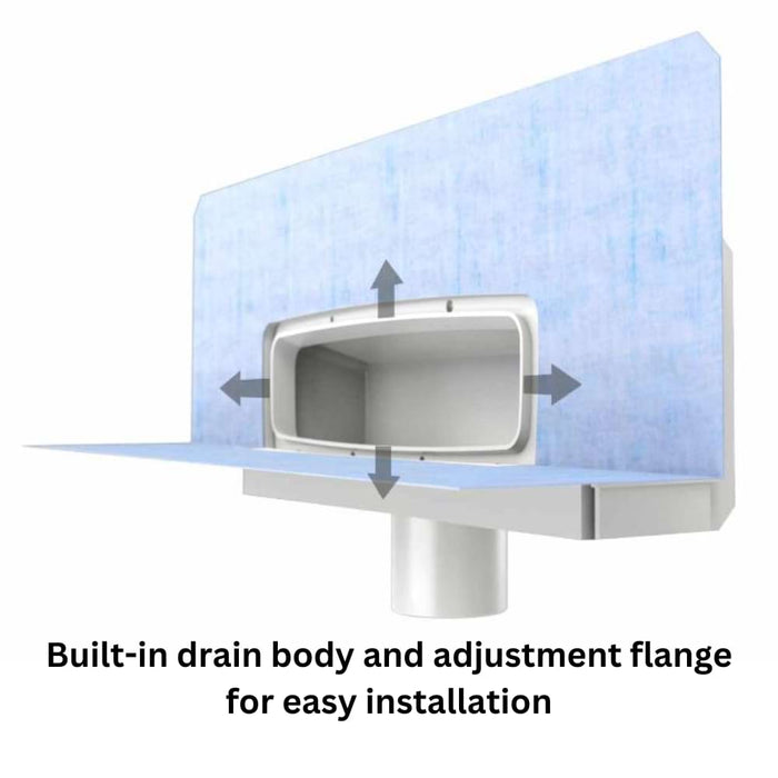 Gruen wall drain with built-in drain body and adjustment flange bring durability and easy installation.