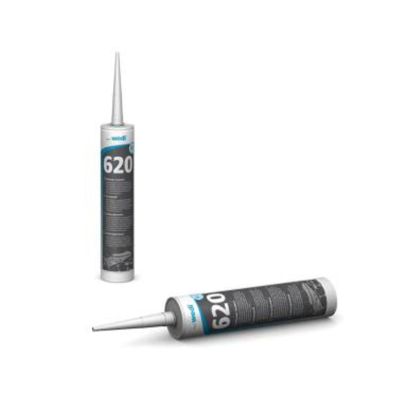 Two tubes of wedi620 sealant on a white background